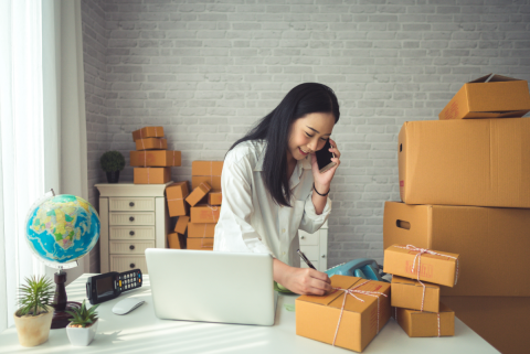 Woman working from home